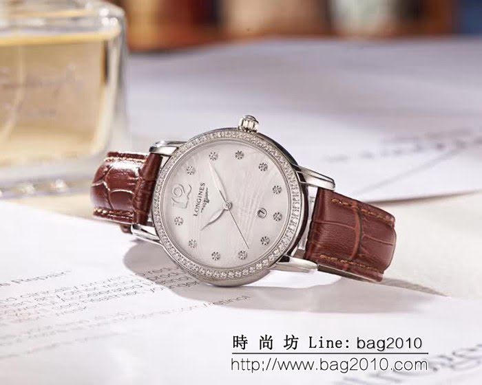 LONGINES浪琴 音符波紋貝母面 輕奢風女士腕表 WSS0584